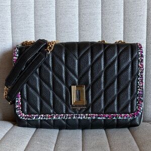 KARL LAGERFELD PARIS Lafayette Medium Quilted Shoulder Bag with Tweed Detail